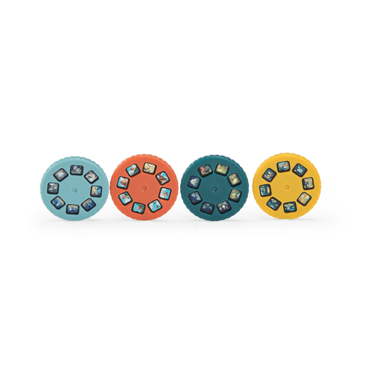 Set of four colorful interchangeable story projection discs for lantern