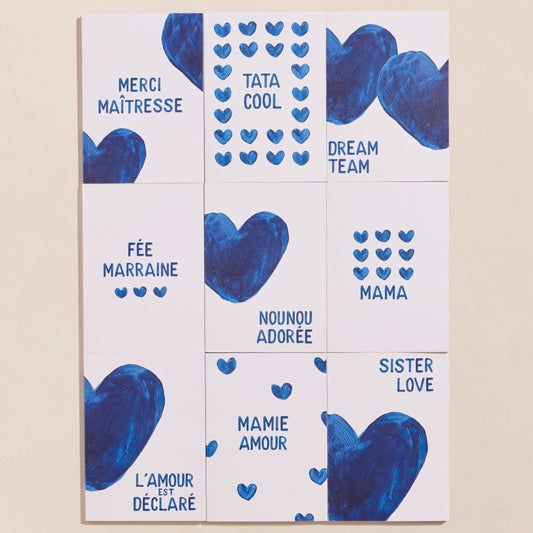 Le carnet Merci Maîtresse - cœurs bleus