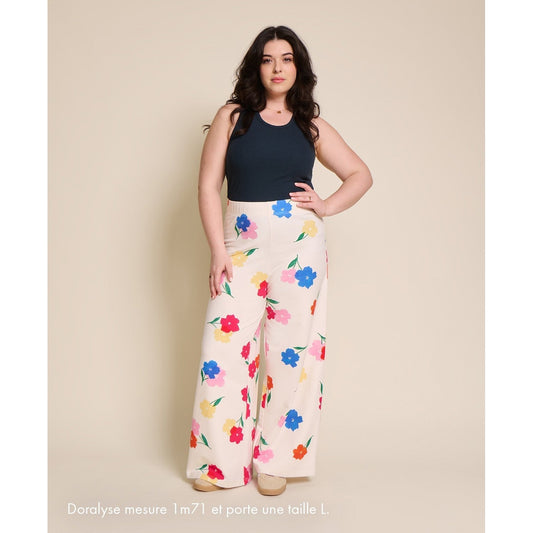 Le pantalon Pauline en coton bio - Anémones bouquet