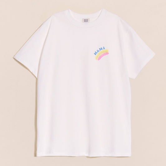 Le t-shirt Mama rainbow en coton bio - blanc