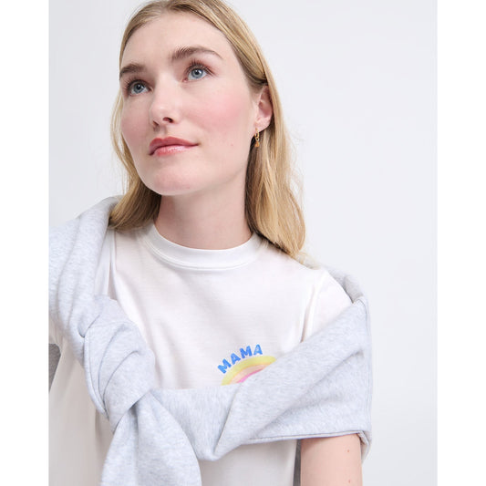 Le t-shirt Mama rainbow en coton bio - blanc