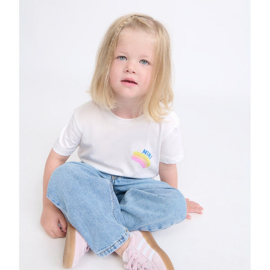 Le t-shirt Mini rainbow en coton bio - blanc