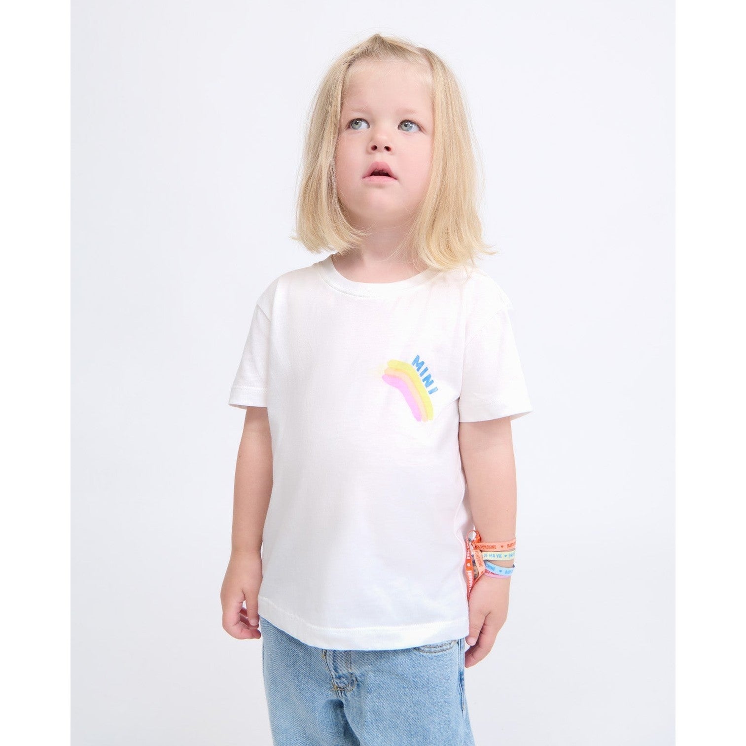 Le t-shirt Mini rainbow en coton bio - blanc