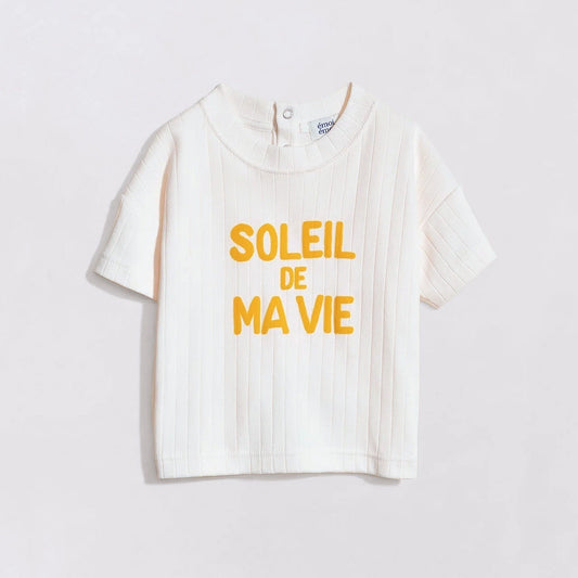 Le t-shirt Soleil de ma vie enfant en coton bio - crème