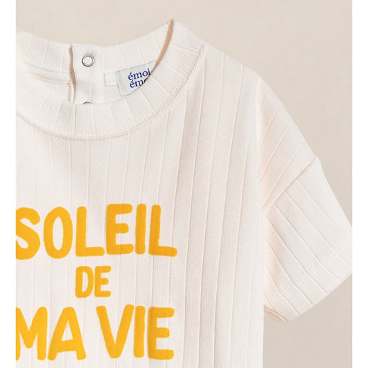 Le t-shirt Soleil de ma vie enfant en coton bio - crème