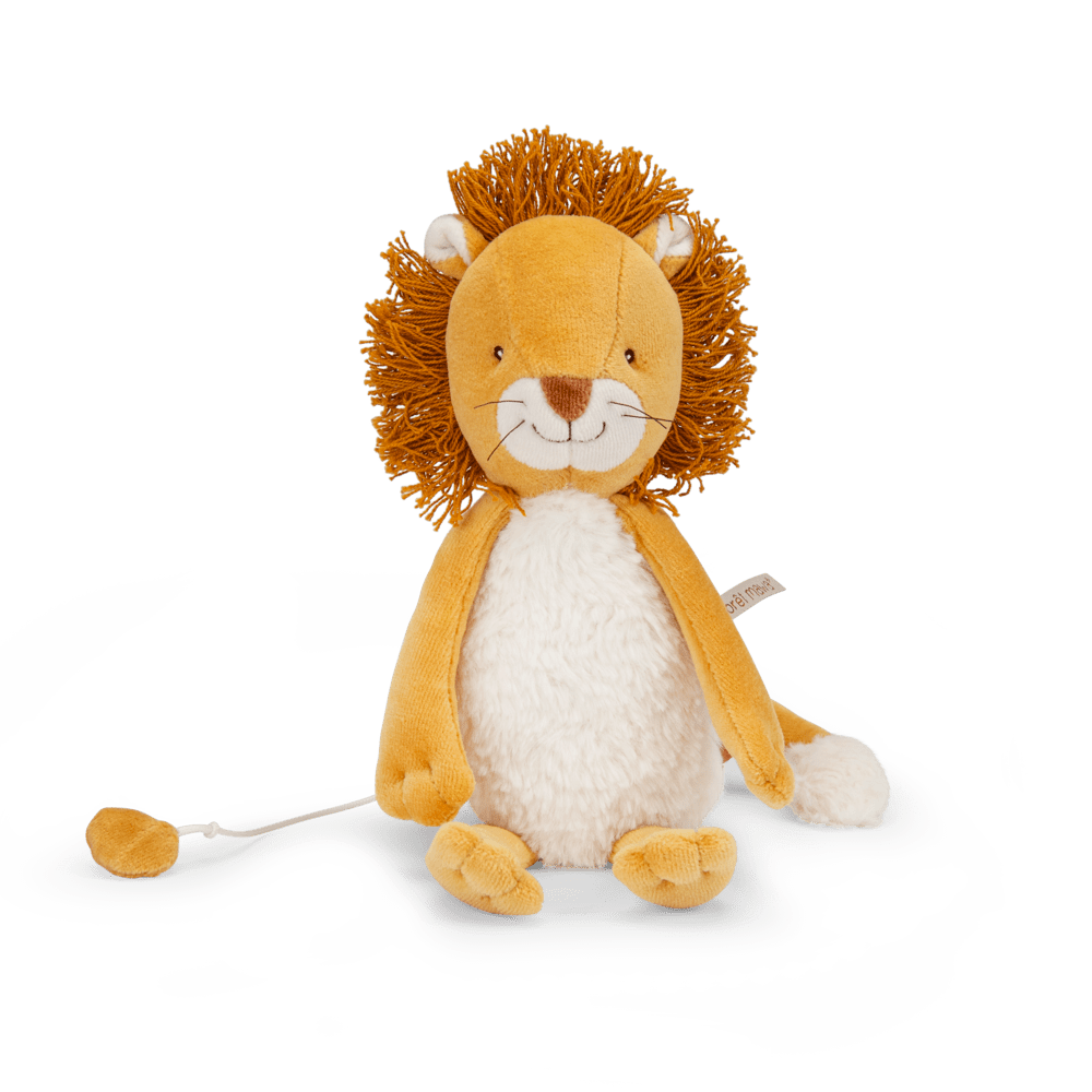 Moulin Roty Mamba musical lion plush with pull-string mechanism for lullabies