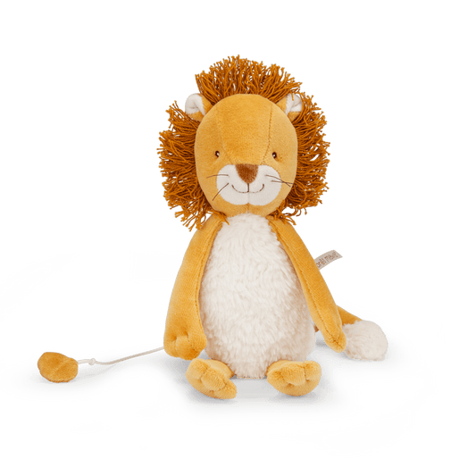 Moulin Roty Mamba musical lion plush with pull-string mechanism for lullabies