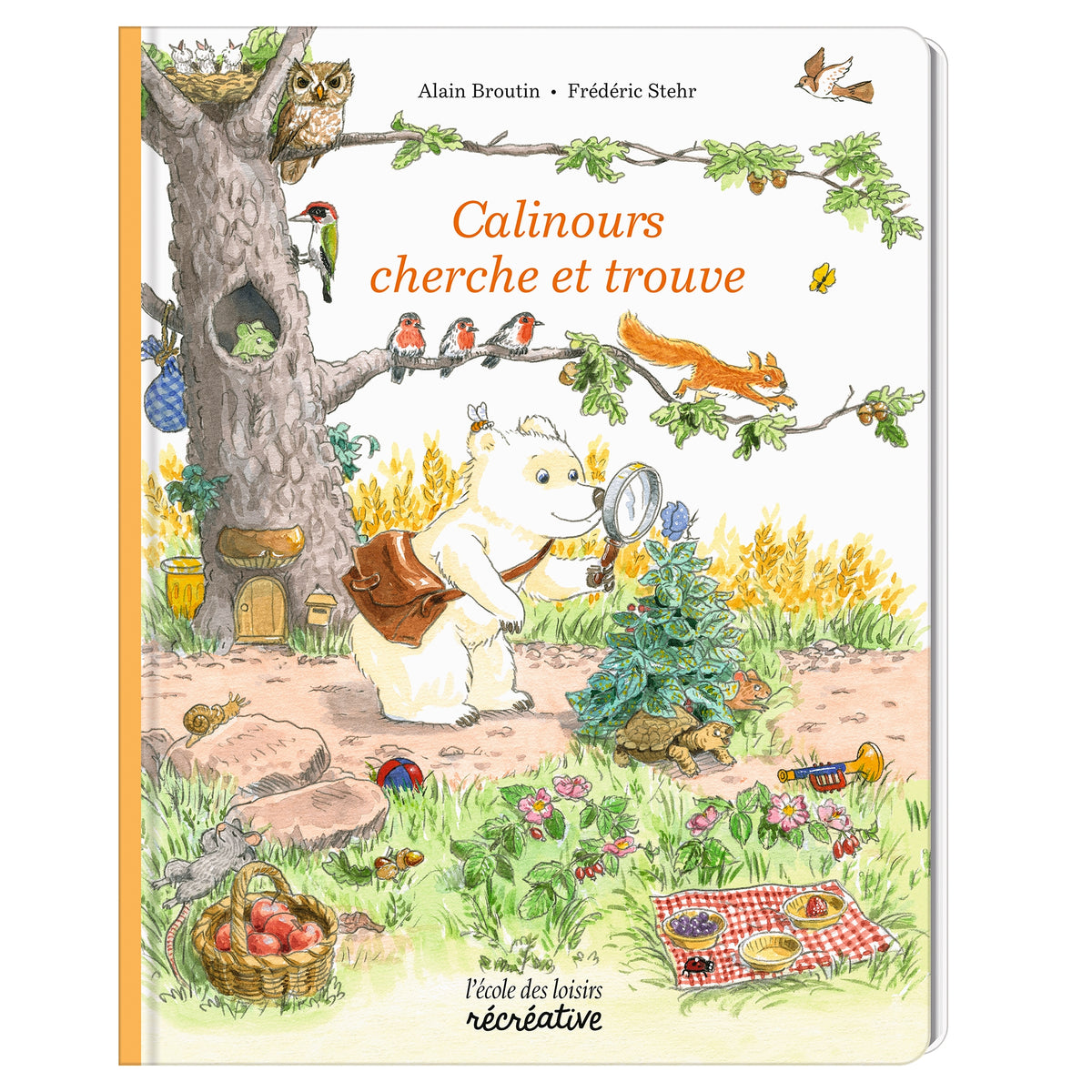 Livre Cherche et trouve Calinours couverture ours blanc loupe