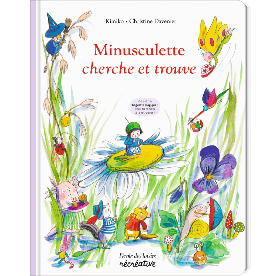 Minusculette cherche et trouve board book cover with whimsical watercolor characters