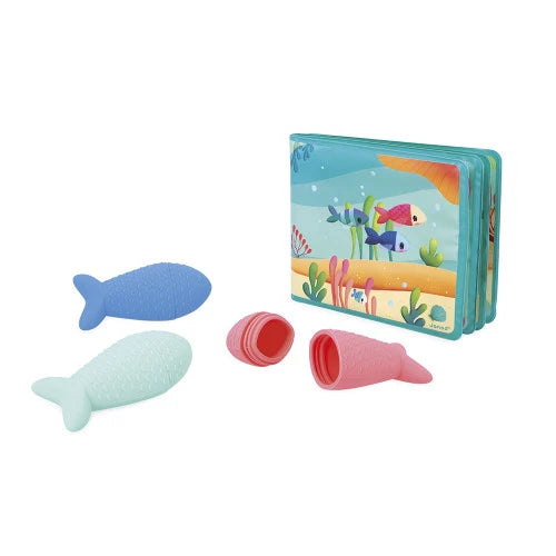 JANOD La Fête Sous l'Océan bath book set with three fish gushers