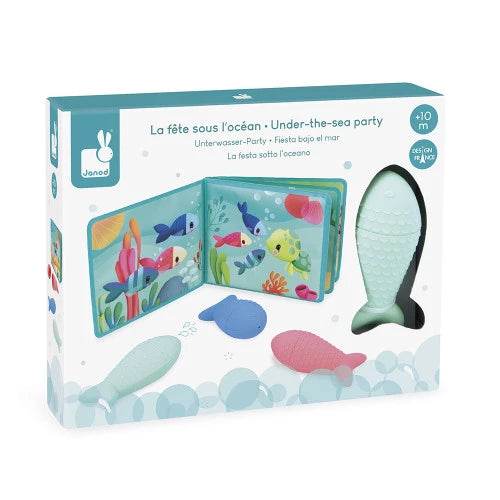 Janod Under-the-sea party bath book packaging with gushers