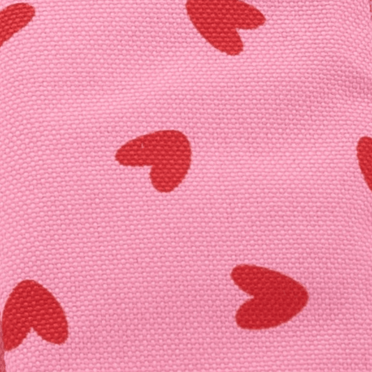 Lunch bag isotherme coeurs rouges sur fond rose "MON LUNCH"