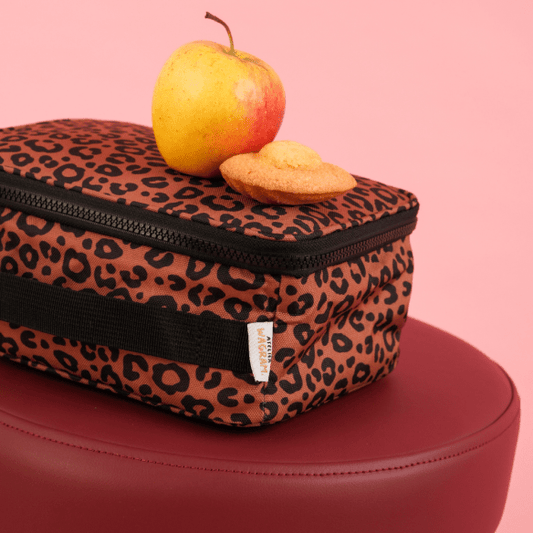 Lunch bag isotherme léopard noir et marron "A TABLE"
