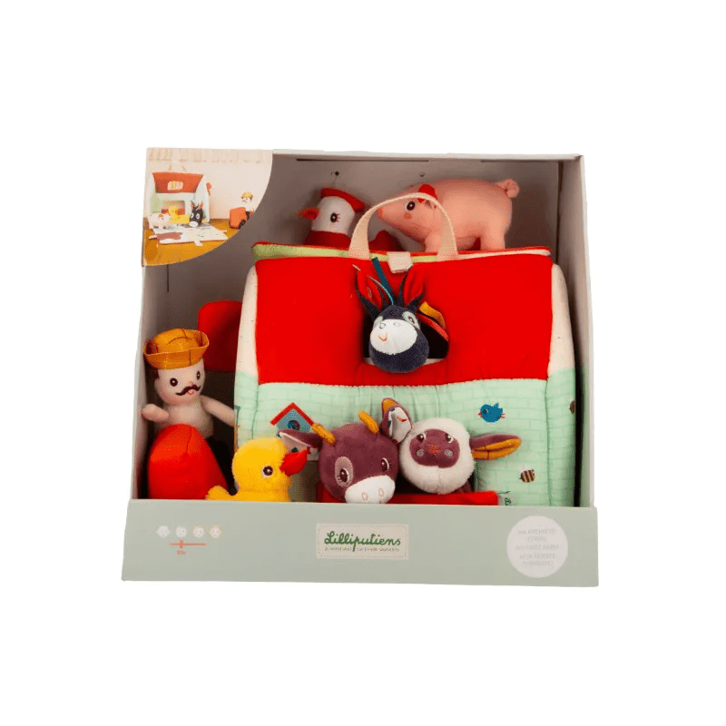 Lilliputiens Ma première ferme fabric playset box with plush farm animals and accessories