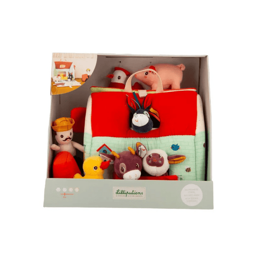 Lilliputiens Ma première ferme fabric playset box with plush farm animals and accessories