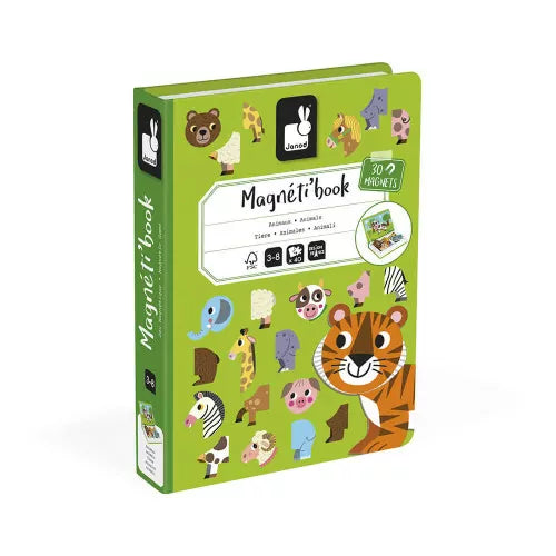Green Janod Magnéti'book cover featuring 30 animal magnets for ages 3-6