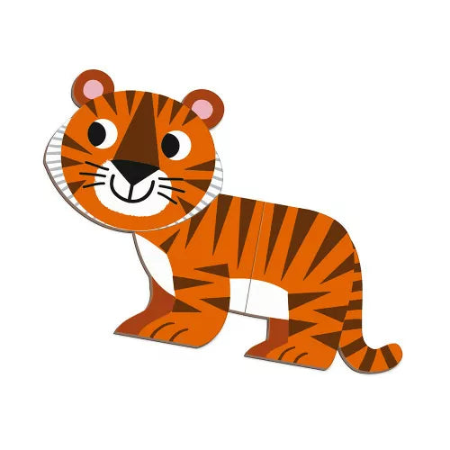 Assembled orange tiger magnet figure from Janod Magnéti'book animal collection