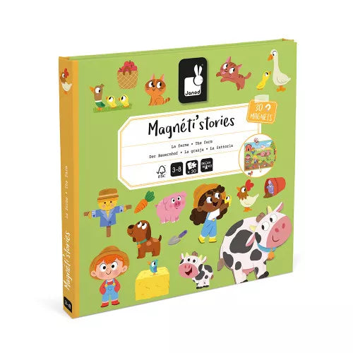 JANOD La Ferme magnetic game box showing 30 animal magnets