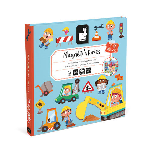 Janod Magnéti'stories Le Chantier building site toy box packaging 30 magnets
