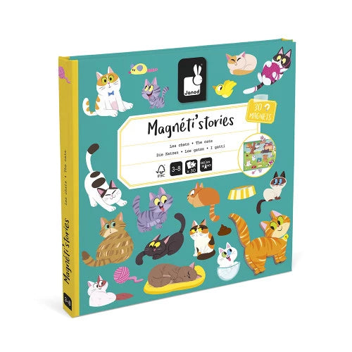 Janod Les Chats magnetic story box with 30 cat magnets for kids ages 3-8