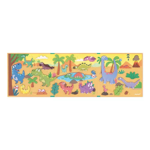 JANOD Magnéti'stories Dinosaur magnetic play scene with T-Rex and Triceratops