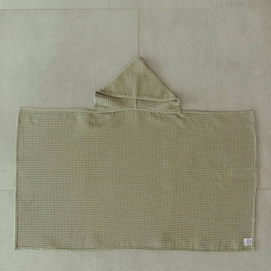 Maxi cape de bain nid d'abeille vert sauge