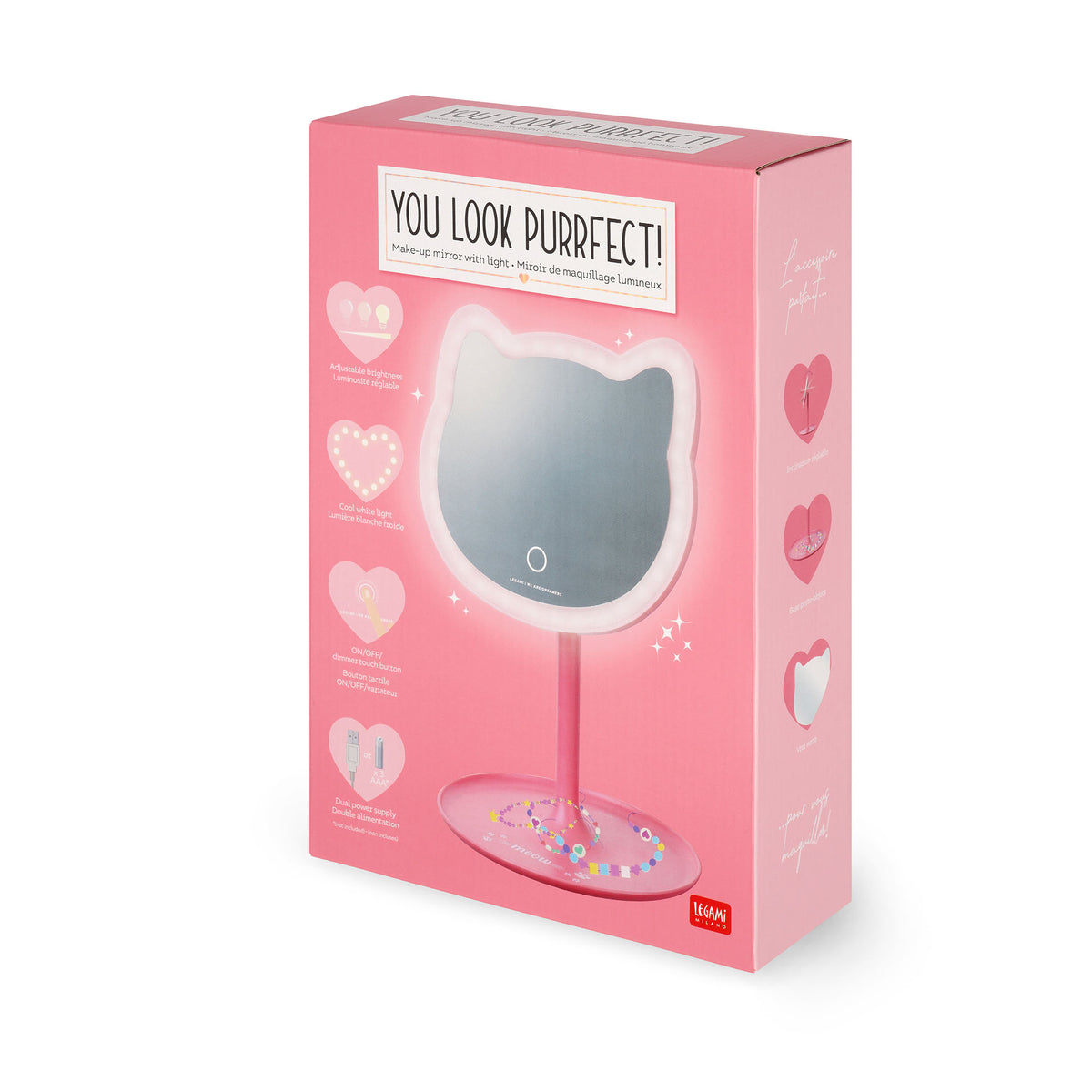 Miroir de Maquillage Lumineux - You Look Purrfect! - KITTY