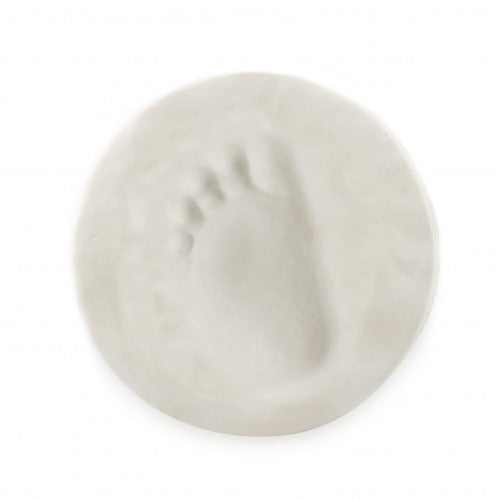 Baby footprint clay mold detail with toe and arch texture