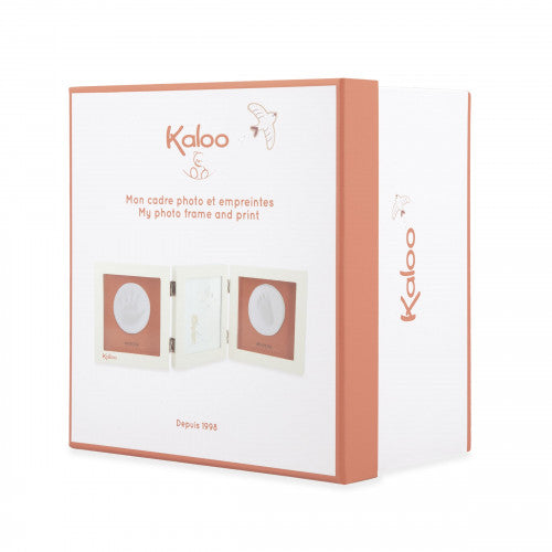 Kaloo photo frame packaging box with bird logo and product image