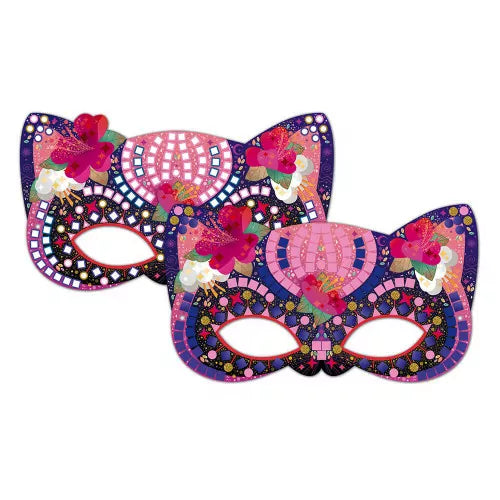 JANOD Mosaïques Masques cat mask with purple pink and gold mosaic tiles