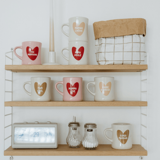 Mug en céramique "papa poule" avec petit cœur rouge