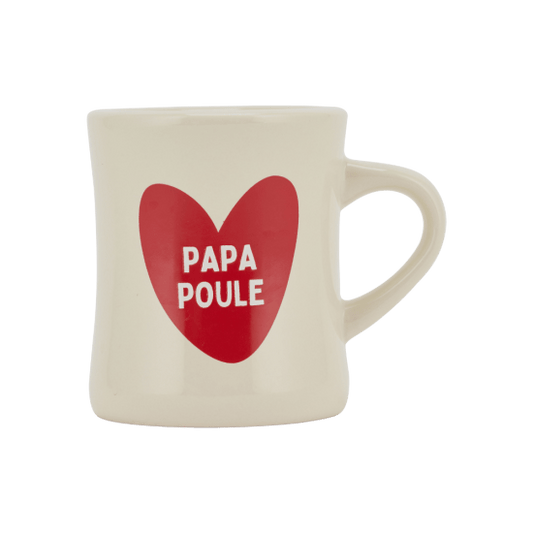 Mug en céramique "papa poule" avec petit cœur rouge