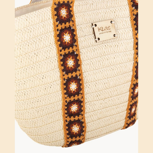 Panier en fibre naturelle avec fermeture éclair couleur naturelle