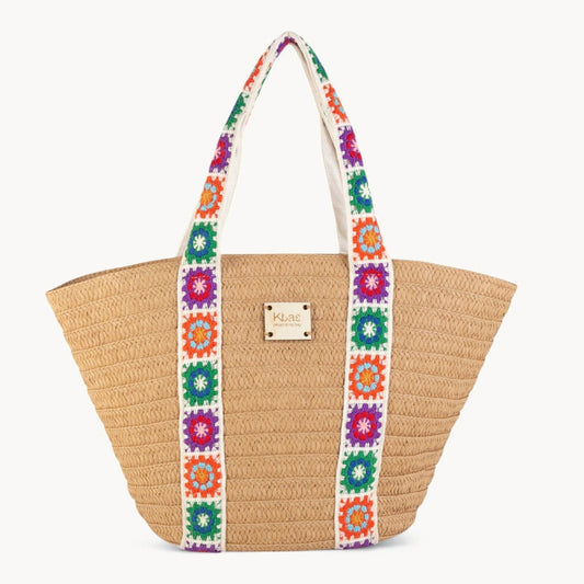 Panier en fibre naturelle avec fermeture éclair, couleur toscane