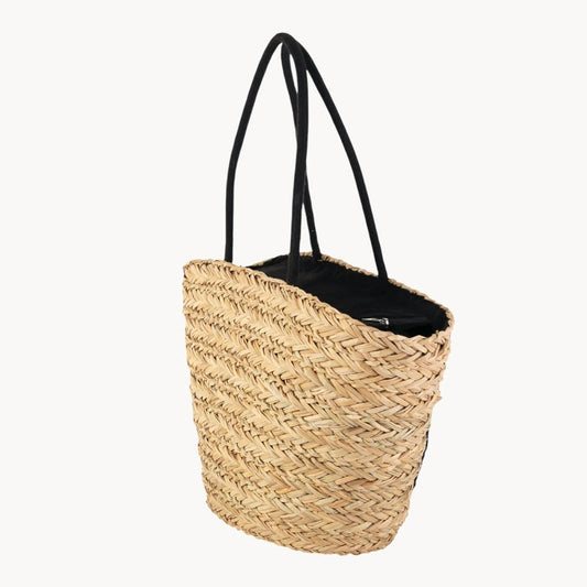 Panier en herbe de mer avec fermeture éclair, couleur noire