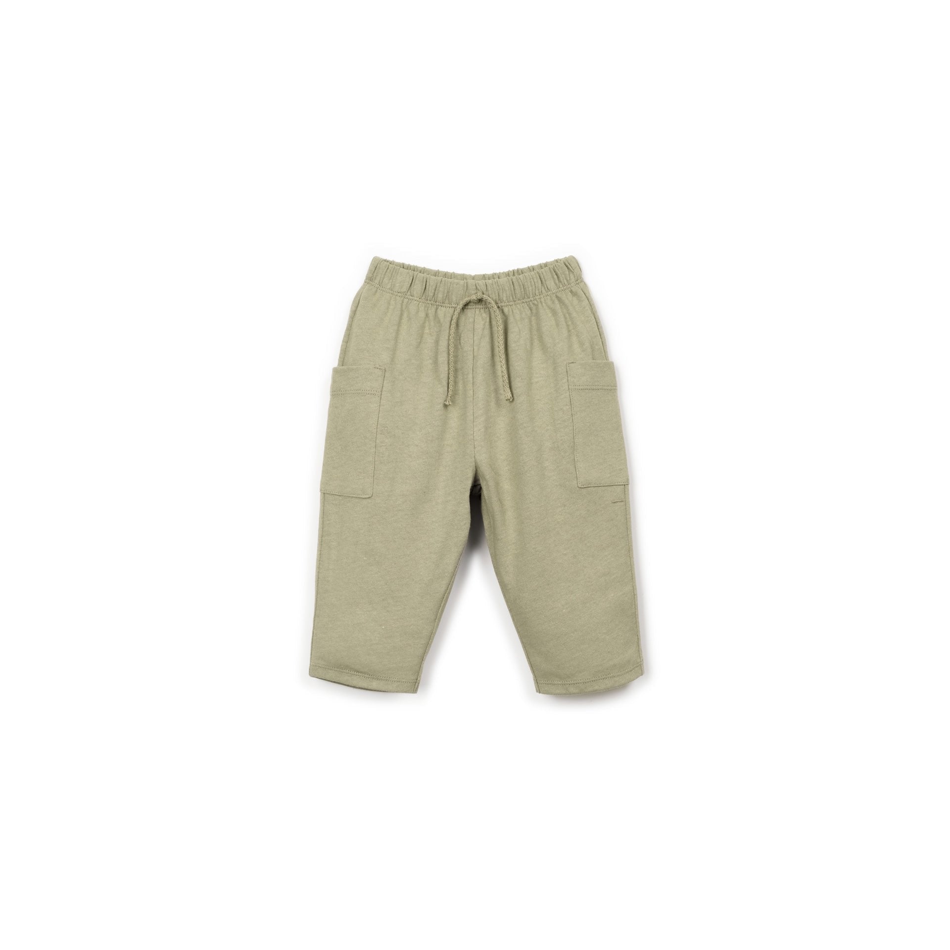 Pantalon en coton et lin kaki