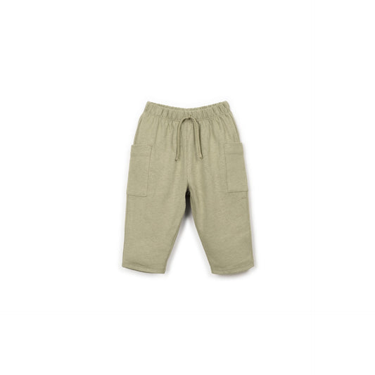 Pantalon en coton et lin kaki