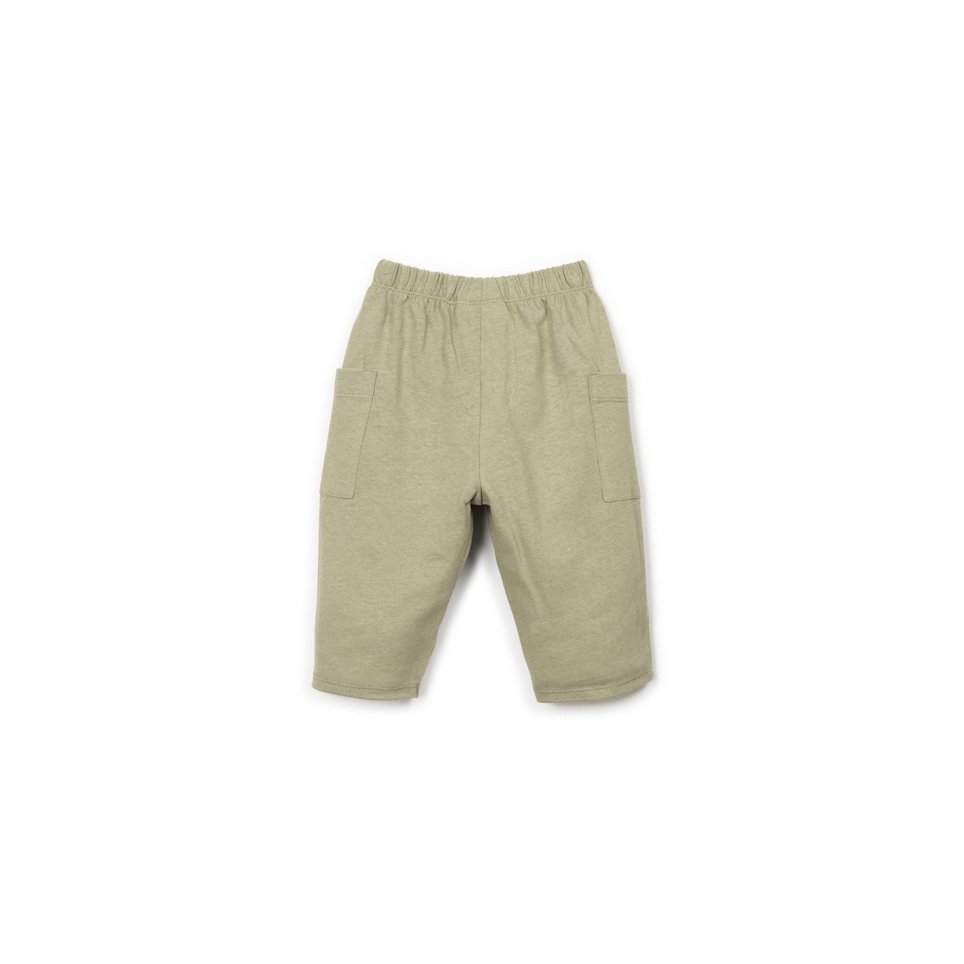 Pantalon en coton et lin kaki