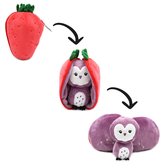 Peluche 2 en 1 Violet la chouette et fraise - Flipetz