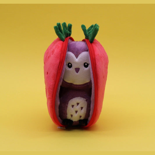 Peluche 2 en 1 Violet la chouette et fraise - Flipetz