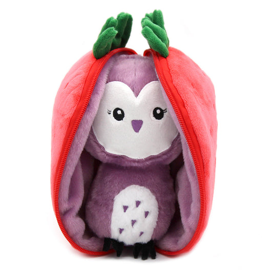 Peluche 2 en 1 Violet la chouette et fraise - Flipetz
