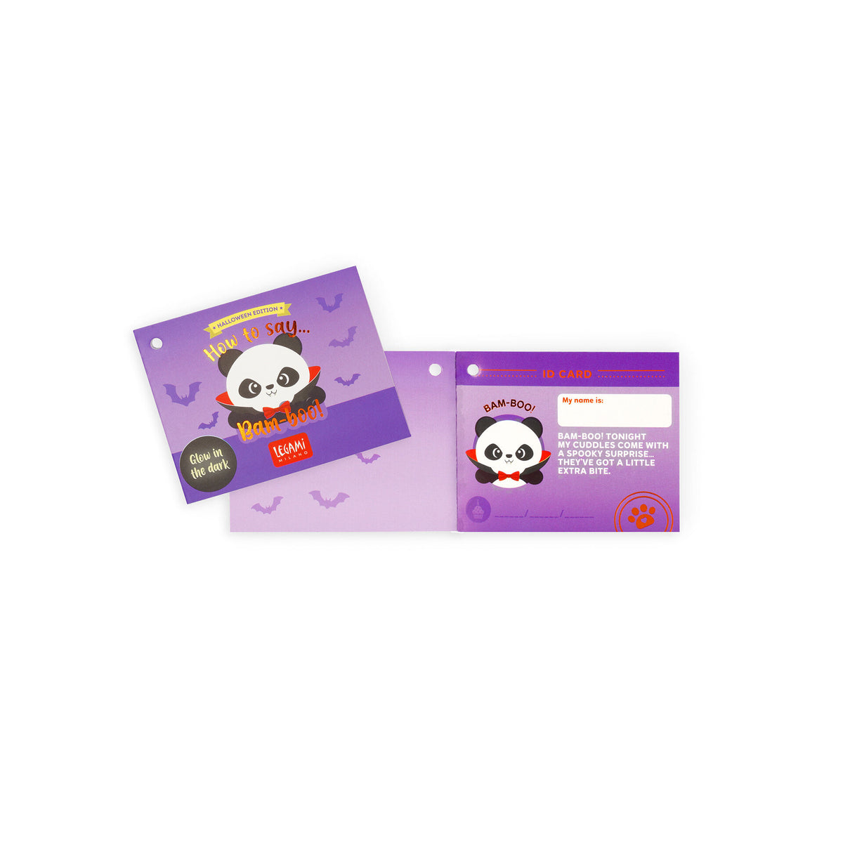 Bam-Boo vampire panda ID card and sleeve packaging