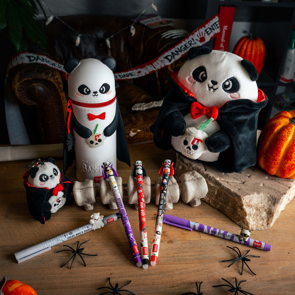 Vampire panda plush Halloween gift set display