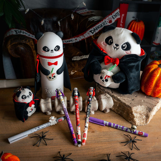 Vampire panda plush Halloween gift set display