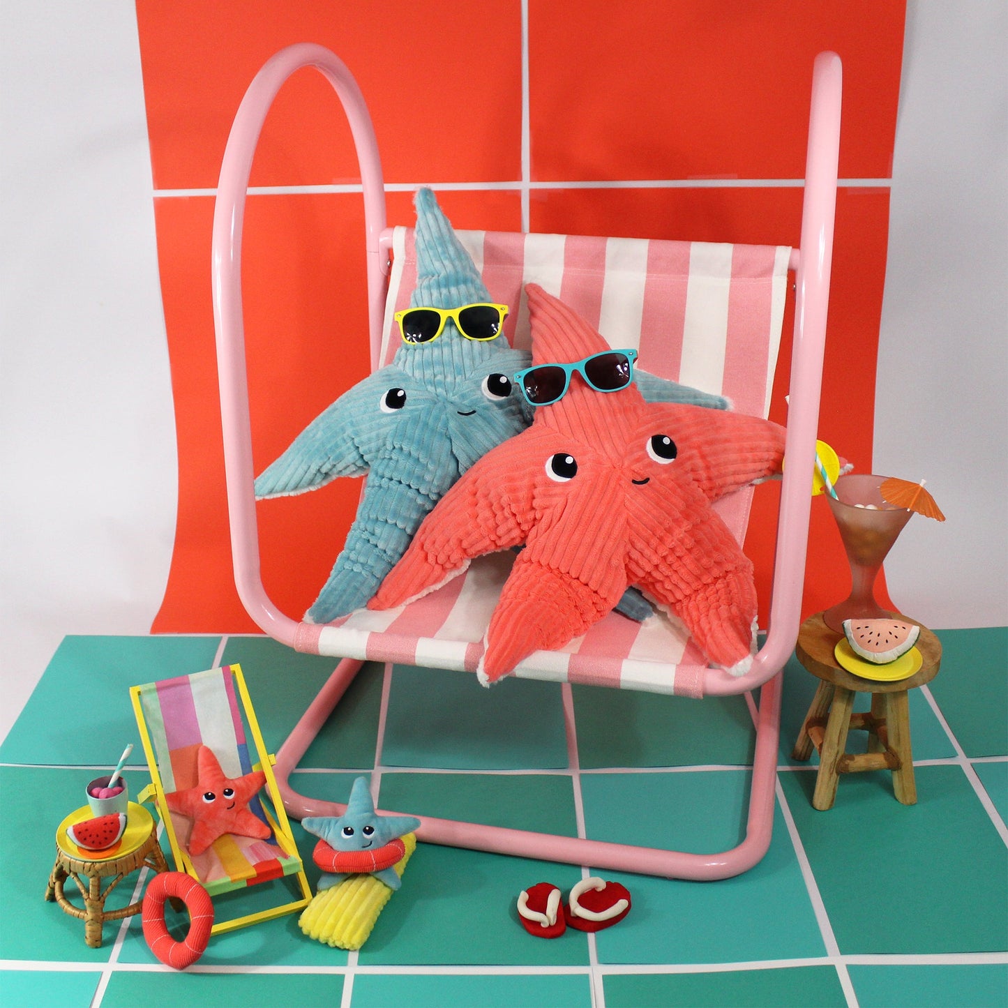 Peluche Wahou l'étoile de mer maman et son bébé corail