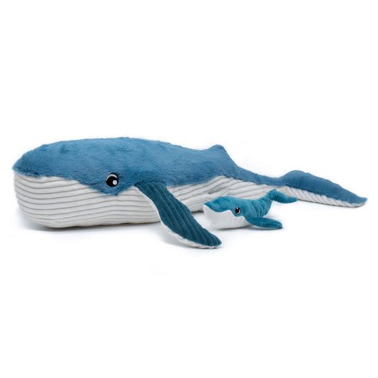 Peluche baleine Gravillou maman et son bébé bleu