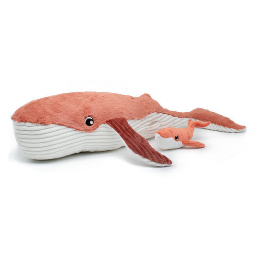 Peluche baleine Gravillou maman et son bébé terracotta
