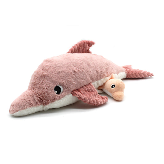 Peluche dauphin Tofou maman et son bébé rose