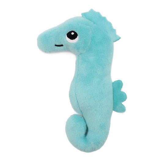 Peluche hippocampe Papadou avec son bébé bleu aqua