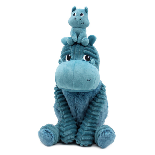 Peluche hippopotame Bibou maman et son bébé bleu